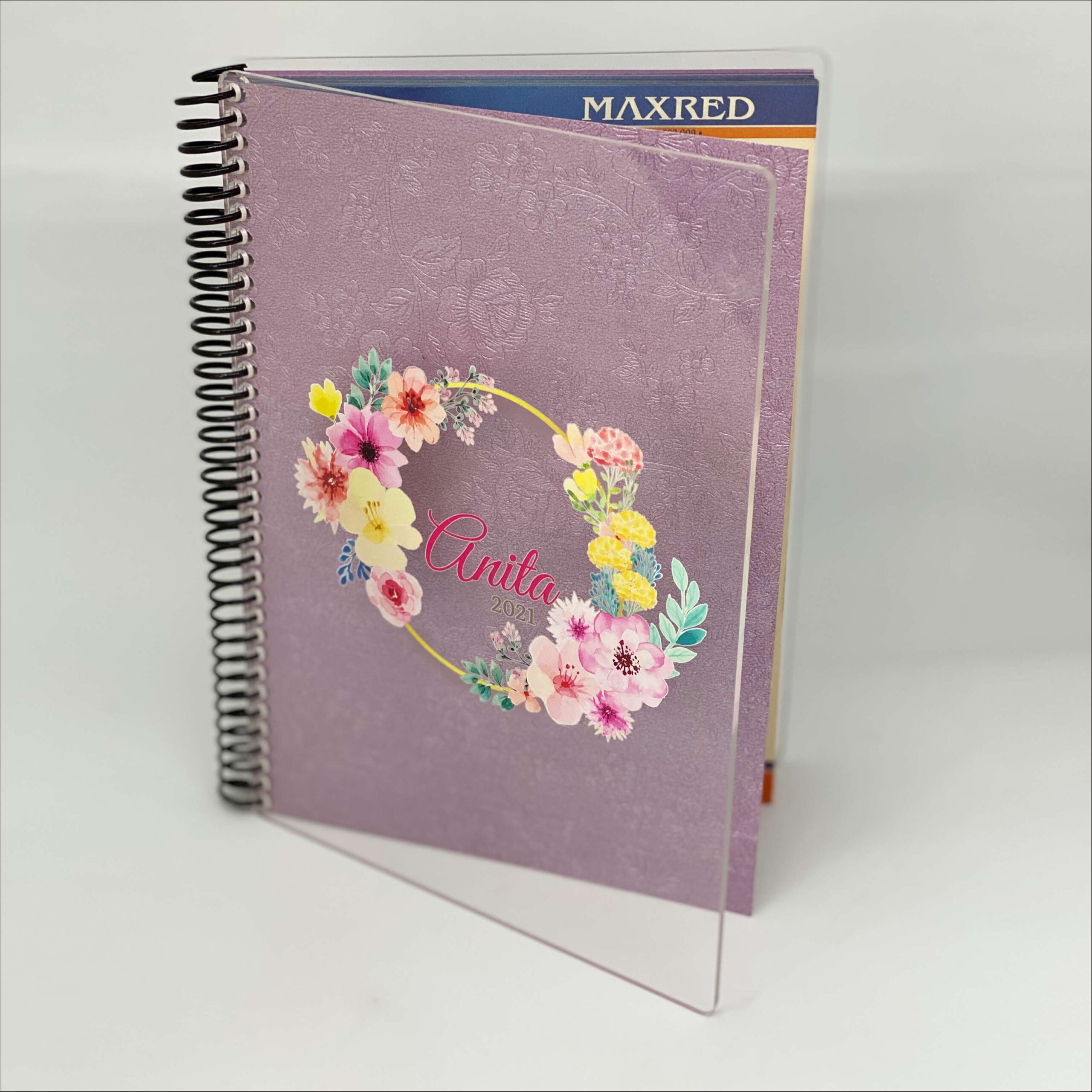 Cuaderno Personalizado con pasta acrílica impresa en UV MAXRED